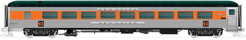 Pullman-Bradley 36-Seat Parlor Car No Skirts - Ready to Run -- New Haven "Stamford" (McGinnis Scheme, Stainless Steel, orange, black)