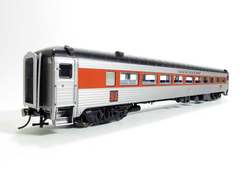 NH 8600 Series Stainless Steel Coach, No Skirts - Ready to Run -- New Haven 8618 (McGinnis, stainless, vermillion, black)