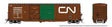 NSC 5304 Plug & Sliding Door Boxcar 6-Pack - Ready to Run -- Canadian National Set #2 (As-Delivered, Boxcar Red, green door, Noodle Logo)