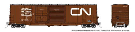 NSC 5304 Plug & Sliding Door Boxcar 6-Pack - Ready to Run -- Canadian National (Late 1980s, Boxcar Red, Noodle Logo)