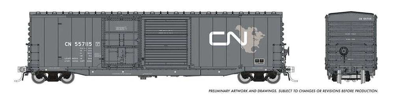 NSC 5304 Plug & Sliding Door Boxcar - Ready to Run -- Canadian National (North America Scheme, gray, white, CNNA Logo)