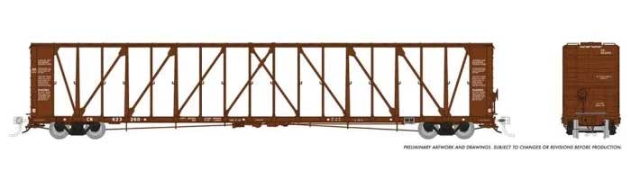NSC 73' Centerbeam Flatcar 6-Pack - Ready to Run -- Canadian National (Boxcar Red)