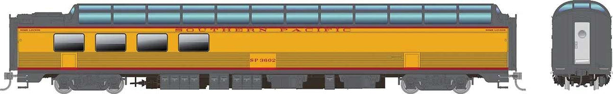 SP 3/4 Dome-Lounge - Ready to Run -- Southern Pacific #3602 (Armour Yellow, gray, red, Fluted Sides)