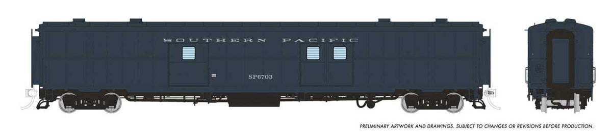 PC&F Econo Baggage Car - Ready to Run -- Southern Pacific #6719 (Late Doors, gray, Baggage/Express)