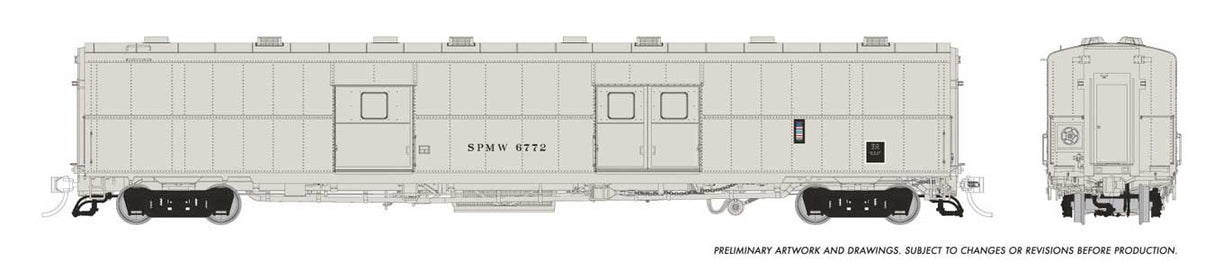 PC&F Econo Baggage Car - Ready to Run -- Southern Pacific SPMW #6766 (MOW Light Gray)