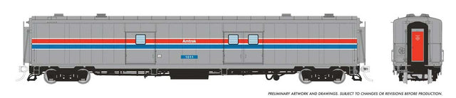 PC&F Econo Baggage Car - Ready to Run -- Amtrak #1014 (Phase II, silver, red, blue, white)