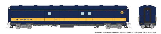 PC&F Econo Baggage/Power Car with Sound - Ready to Run -- Alaska Railroad #111 (blue, yellow)