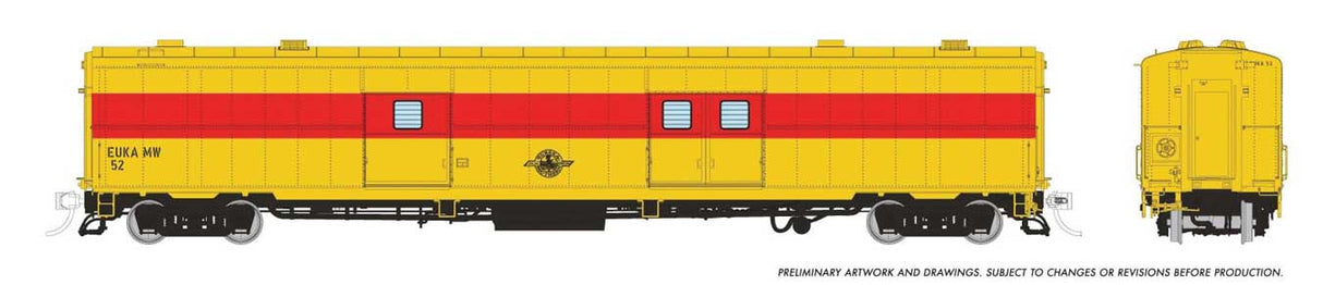 PC&F Econo Baggage Car - Ready to Run -- Eureka Southern #52 (yellow, orange)