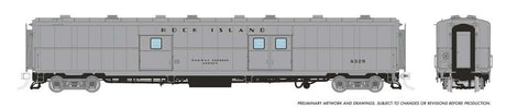 PC&F Econo Baggage Car - Ready to Run -- Rock Island #4387 (silver, black)