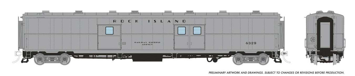 PC&F Econo Baggage Car - Ready to Run -- Rock Island #4390 (silver, black)