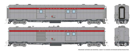 PC&F Econo Baggage Car/Power Car Set with Sound - Ready to Run -- Southern Pacific #298, 295 (Business Scheme, silver, red)