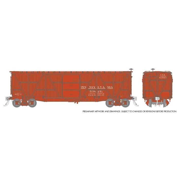 Class X23 Wood Boxcar 6-Pack - Ready to Run -- Pennsylvania Railroad (Pre-1920, Tuscan)