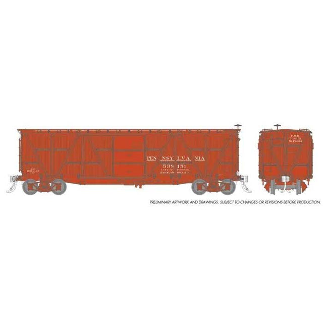 Class X23 Wood Boxcar 6-Pack - Ready to Run -- Pennsylvania Railroad (Pre-1920, Tuscan)