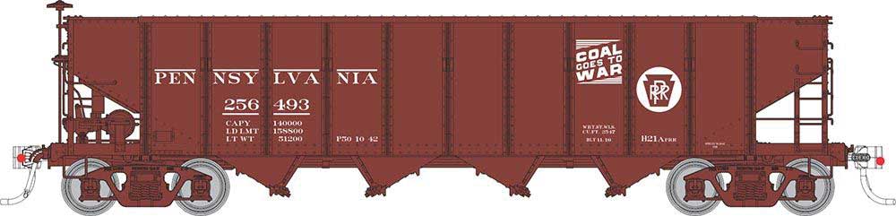Class H21A 4-Bay Hopper - Ready to Run -- Pennsylvania Railroad (Tuscan, Circle Keystone)