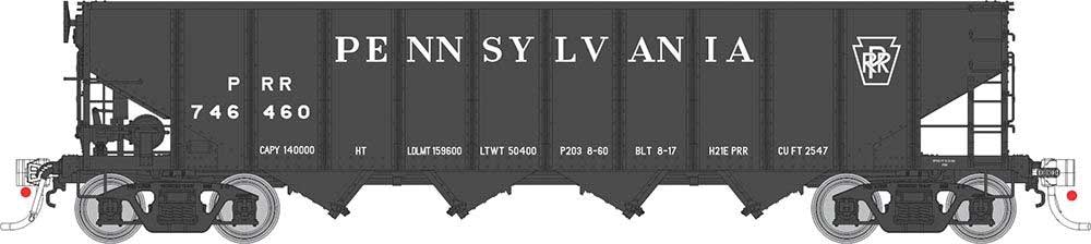 Class H21E 4-Bay Hopper 6-Pack  - Ready to Run -- Pennsylvania Railroad Set #1 (black, Plain Keystone)