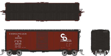1937 AAR 40' Boxcar w/Square Corner - Ready to Run -- Chesapeake & Ohio (Boxcar Red, black, Progress Logo)