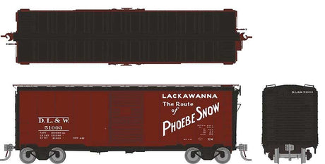 1937 AAR 40' Boxcar w/Round Corner 6-Pack - Ready to Run -- Delaware, Lackawanna & Western Set #1 (Boxcar Red, black, Phoebe Snow Slogan