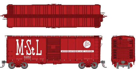 1937 AAR 40' Boxcar w/Round Corner 6-Pack - Ready to Run -- Minneapolis & St Louis Set #1 (red, white, Peoria Gateway Logo)