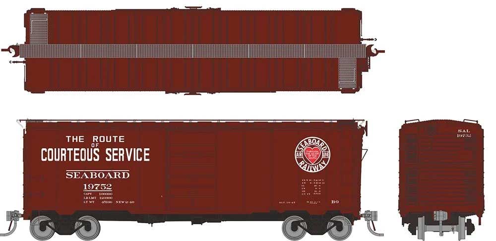 1937 AAR 40' Boxcar w/Round Corner - Ready to Run -- Seaboard Air Line (Boxcar Red, red, white, Heart Logo)