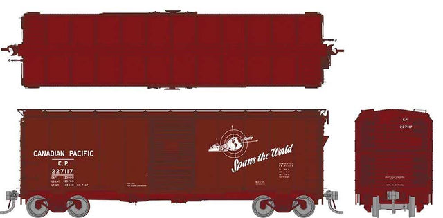1937 AAR 40' Boxcar CP Version - Ready to Run -- Canadian Pacific (Boxcar Red, Spans the World Logo)