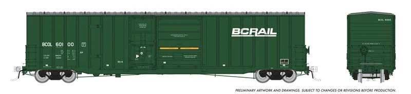 Trenton Works 6637 Cubic Foot Combination-Door Boxcar - Ready to Run -- BC Rail Random from Set #1 (As-Delivered, green)