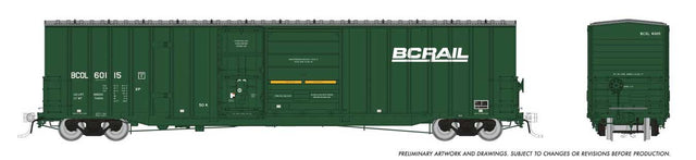 Trenton Works 6637 Cubic Foot Combination-Door Boxcar - Ready to Run -- BC Rail Random from Set #2 (As-Delivered, green)