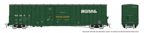 Trenton Works 6637 Cubic Foot Combination-Door Boxcar 6-Pack - Ready to Run -- BC Rail Set #2 (As-Delivered, green)
