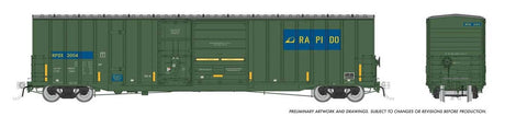 Trenton Works 6637 Cubic Foot Combination-Door Boxcar - Ready to Run -- Rapido Trains #2013 (green, blue)