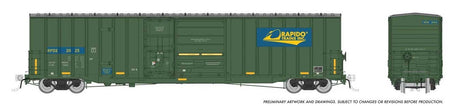 Trenton Works 6637 Cubic Foot Combination-Door Boxcar - Ready to Run -- Rapido Trains #2025 (green, blue, yellow Logo)