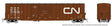 Trenton Works 6348 Boxcar - Ready to Run -- Canadian National (Boxcar Red, Noodle Logo, yellow Conspicuity Marks)