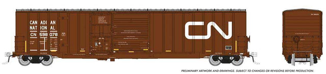 Trenton Works 6348 Boxcar - 6-Pack - Ready to Run -- Canadian National Set #2 (Boxcar Red, Noodle Logo, yellow Conspicuity Marks)