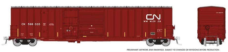 Trenton Works 6348 Boxcar - 3-Pack - Ready to Run -- Canadian National Set #1 (Boxcar Red, Website Logo, yellow Conspicuity Marks