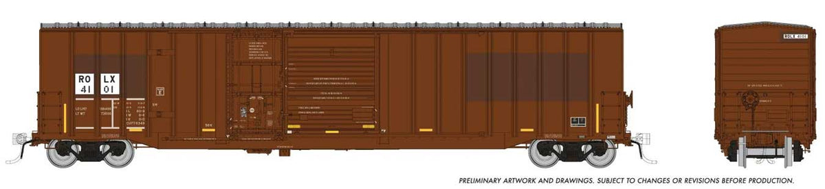 Trenton Works 6348 Boxcar - Ready to Run -- Railroad Of Lies ROLX #4101 (Relettered, Boxcar Red, yellow conspicuity mark