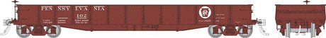 Class G22 Steel Gondola with AB Brakes - Ready to Run -- Pennsylvania Railroad (Tuscan, Circle Keystone, Single-Rib End)