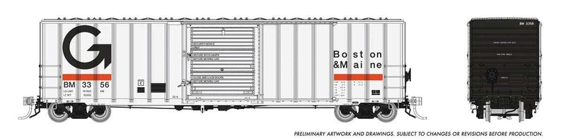Pacific Car & Foundry 5241 Cubic Foot 50' Boxcar - Ready to Run -- Guilford B&M (white, black, orange)