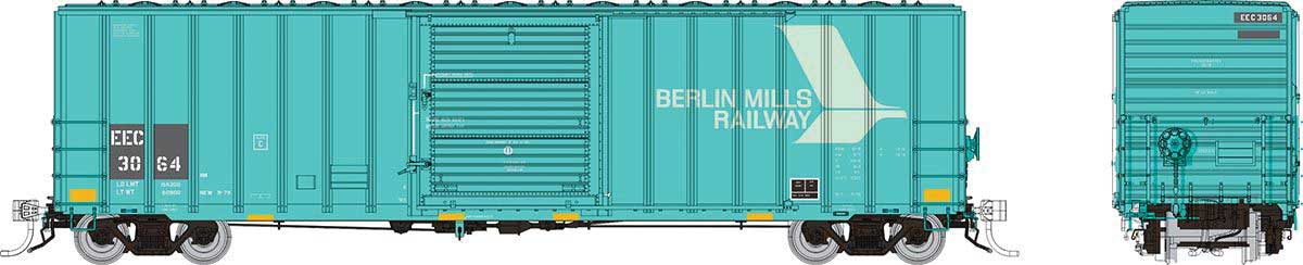 Pacific Car & Foundry 5241 Cubic Foot 50' Boxcar 3-Pack - Ready to Run -- East Erie Commercial EEC Set #1 (Patched, teal, gray, white)