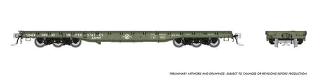 Magor 54' Department of Defense (DODX) Flatcar 6-Pack - Ready to Run -- United States Army USAX (olive, white, USATC Logo)