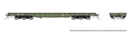Magor 54' Department of Defense (DODX) Flatcar 6-Pack - Ready to Run -- United States Army DODX (Early Patched Reporting Marks, olive, white)