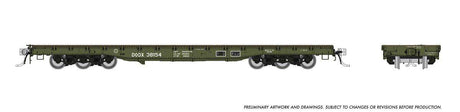 Magor 54' Department of Defense (DODX) Flatcar 6-Pack - Ready to Run -- United States Army DODX (Early Repaint, olive, white)