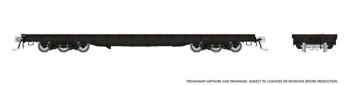 Magor 54' Department of Defense (DODX) Flatcar - Ready to Run -- Painted, Unlettered (black)