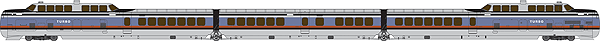 TurboTrain Set - Diesel Passenger -- Penn Central; PDC-28 #52, PDC-29 #53, IC-29 #71