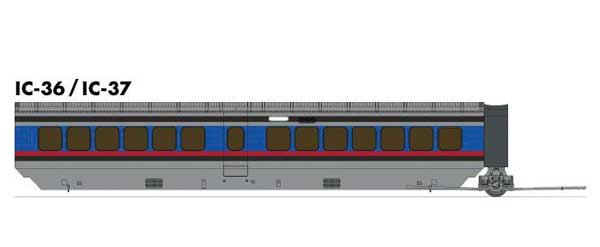 UAC TurboTrain Add-On Coach (2022 Ver.) - Ready to Run -- Penn Central/US D.O.T (silver, blue, red)