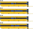 UAC TurboTrain Add-On Coach (2022 Ver.) 4-Car Completion Set - Ready to Run -- VIA Rail Canada #263-257-254 & IC-34 #264 (yellow, blue)