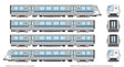 BART Legacy A-B-B-A Train-Only Set - Standard DC -- Bay Area Rapid Transit (silver, blue, white, Bicentennial Logo)