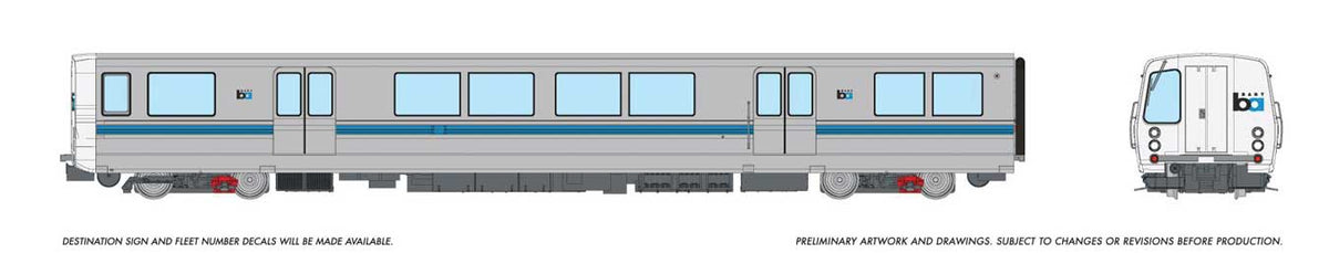 BART Legacy C End Car - Standard DC -- Bay Area Rapid Transit #2 (silver, blue, white)