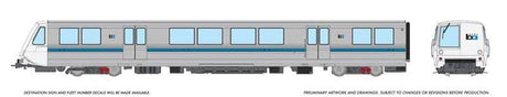 BART Legacy A End Car with Display Case - Standard DC -- Bay Area Rapid Transit #2 (silver, blue, white)