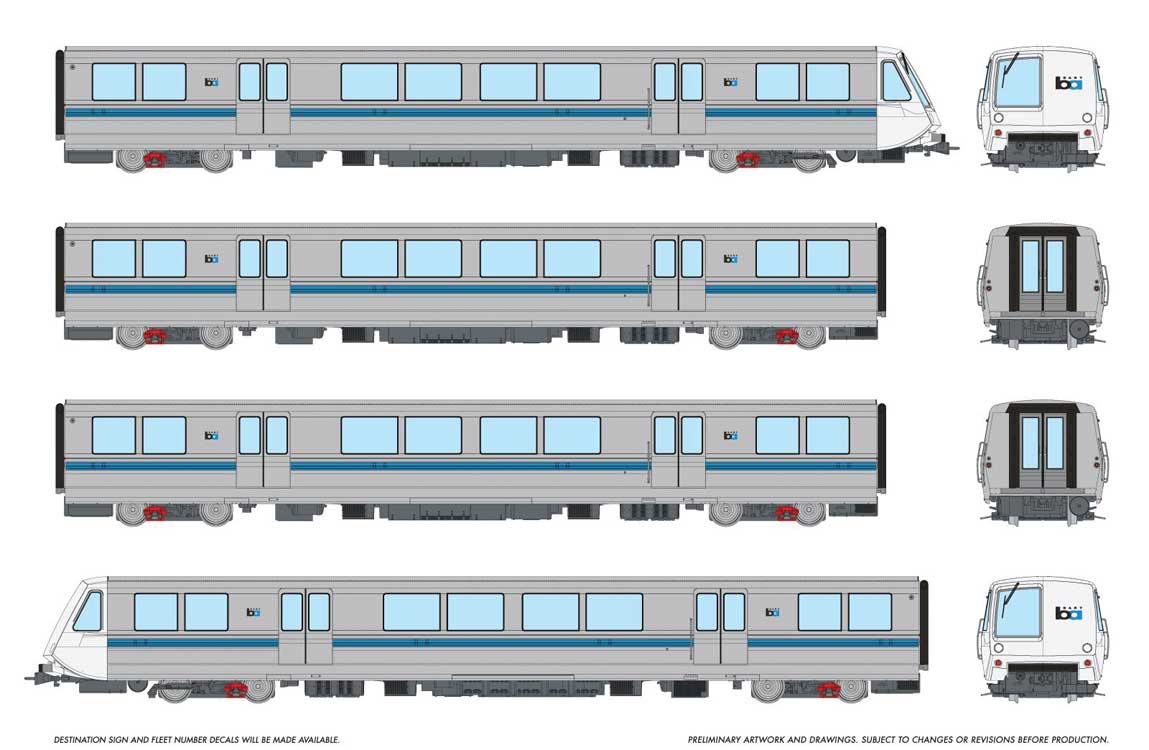 BART Legacy A-B-B-A Train-Only Set - Standard DC -- Bay Area Rapid Transit Set #2 (silver, blue, white)