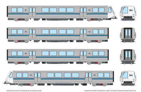 BART Legacy A-B-B-A Train-Only Set - Standard DC -- Bay Area Rapid Transit Set #2 (silver, blue, white)