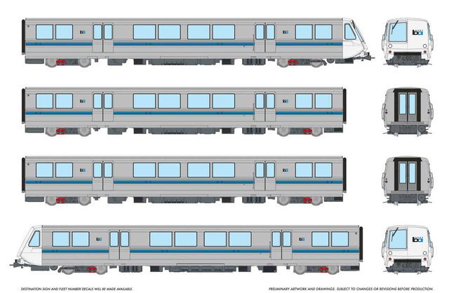 BART Legacy A-B-B-A Train-Only Set - Standard DC -- Bay Area Rapid Transit Set #2 (silver, blue, white)