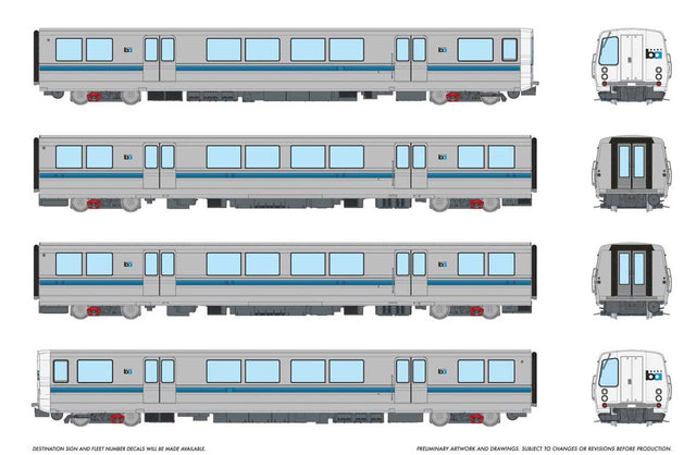 BART Legacy C-B-B-C Train-Only Set - Standard DC -- Bay Area Rapid Transit (silver, blue, white)